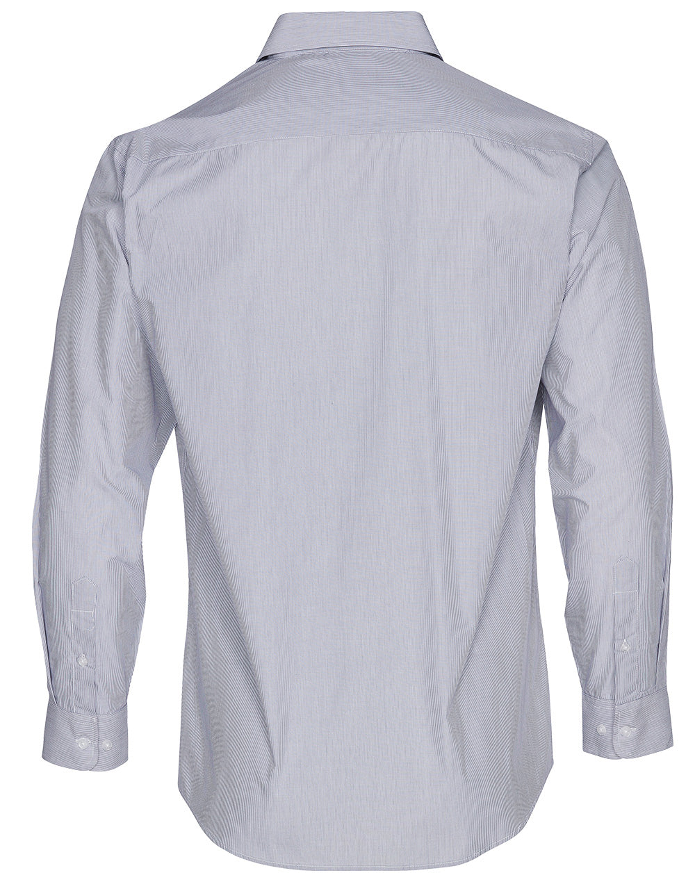 Men's Fine Stripe Long Sleeve Shirt - Silver Grey - Back
