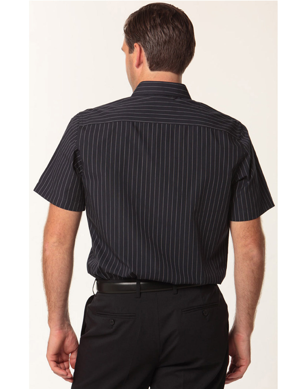 Men's Pin Stripe Short Sleeve Shirt - Navy/White - Back