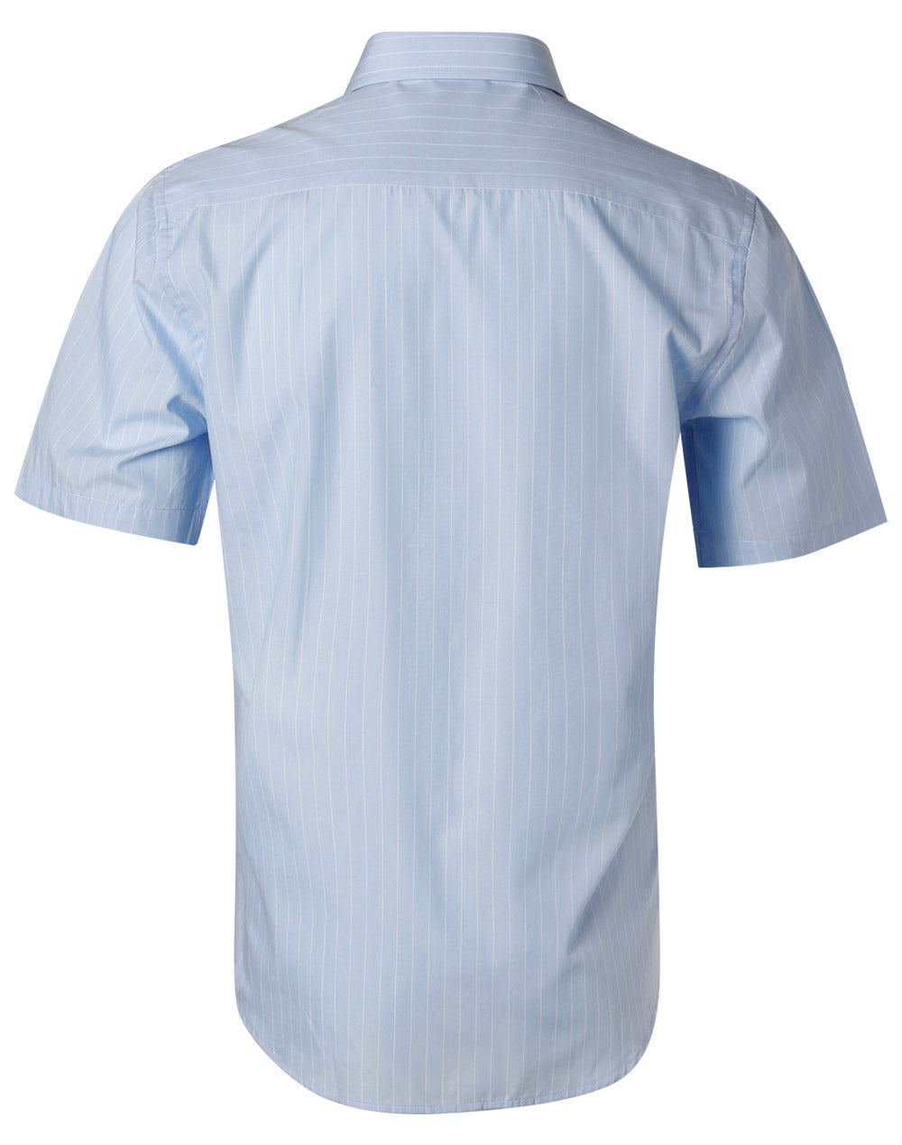 Men's Pin Stripe Short Sleeve Shirt - Blue Chambray/White - Back