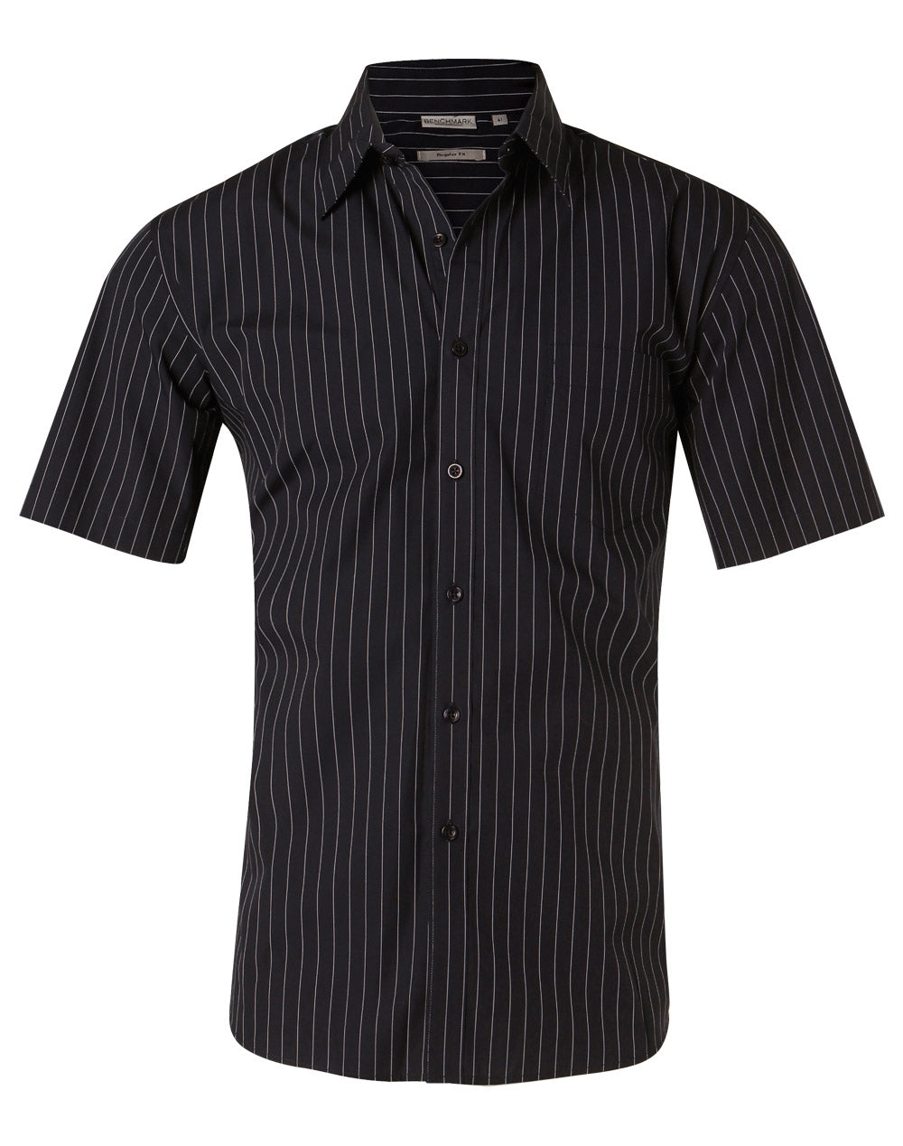 Men's Pin Stripe Short Sleeve Shirt - Navy/White - Front