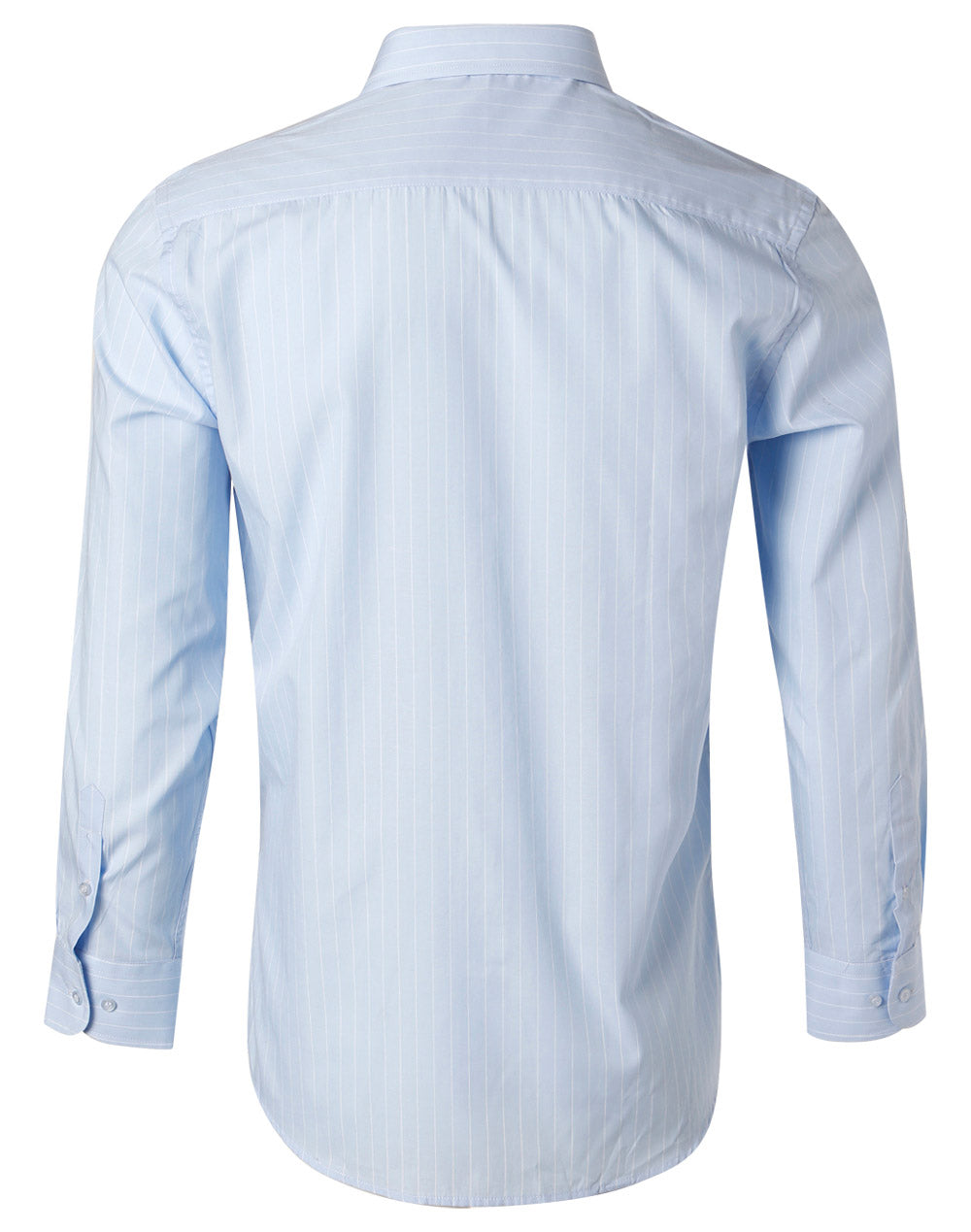 Men's Pin Stripe Long Sleeve Shirt - Blue Chambray/White - Back