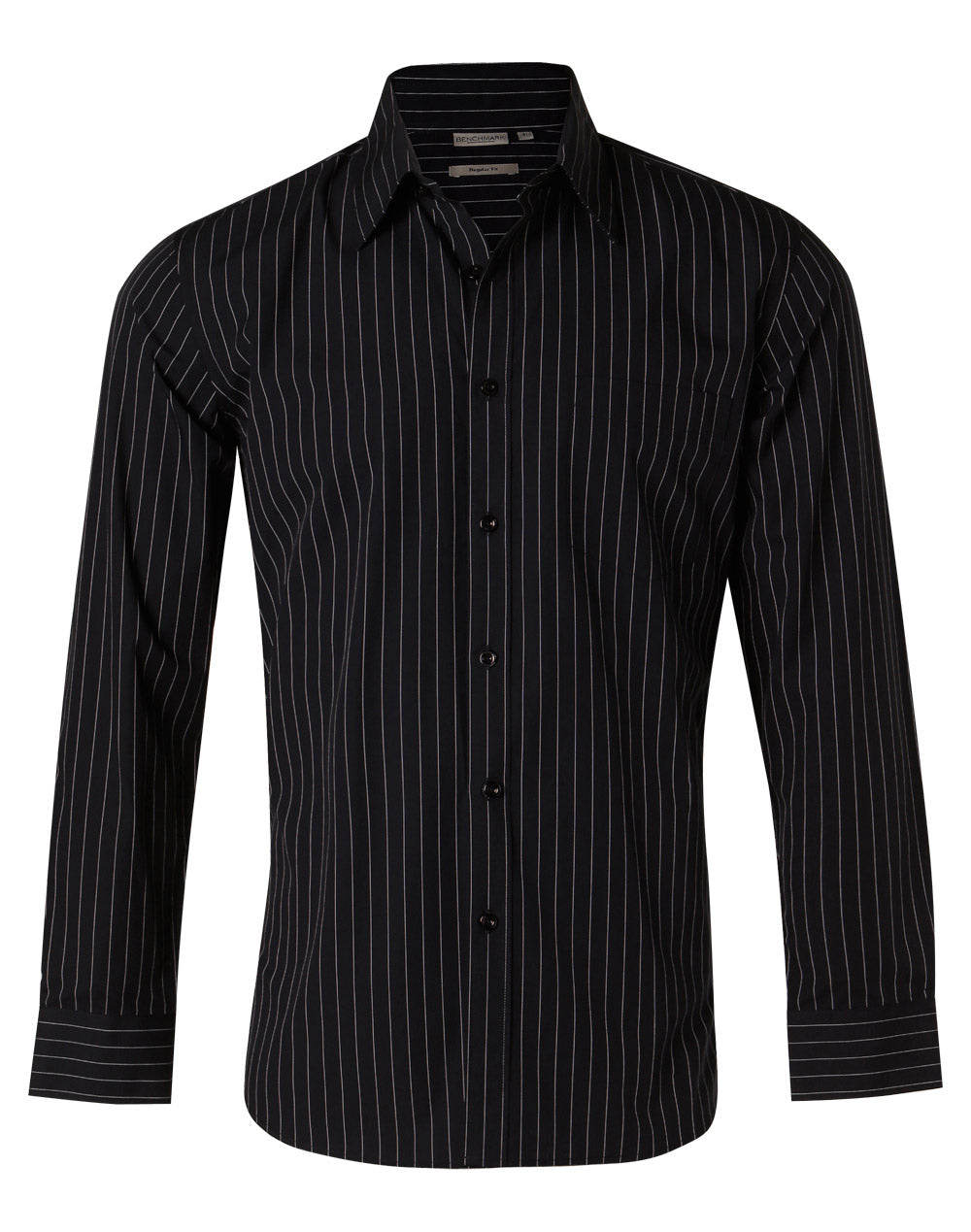 Men's Pin Stripe Long Sleeve Shirt - Navy/White - Front