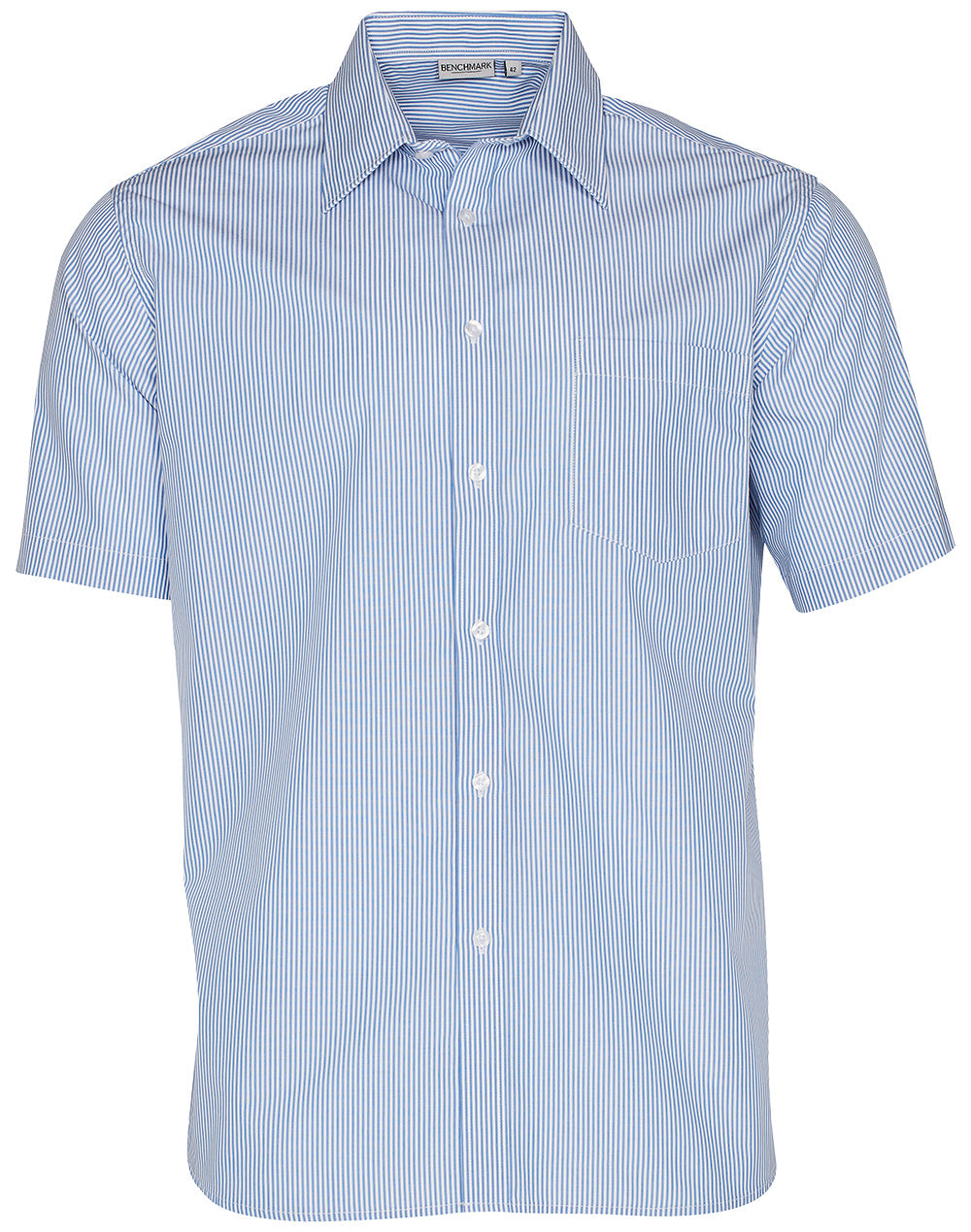 Men's Balance Stripe Short Sleeve Shirt - Blue/White - Front