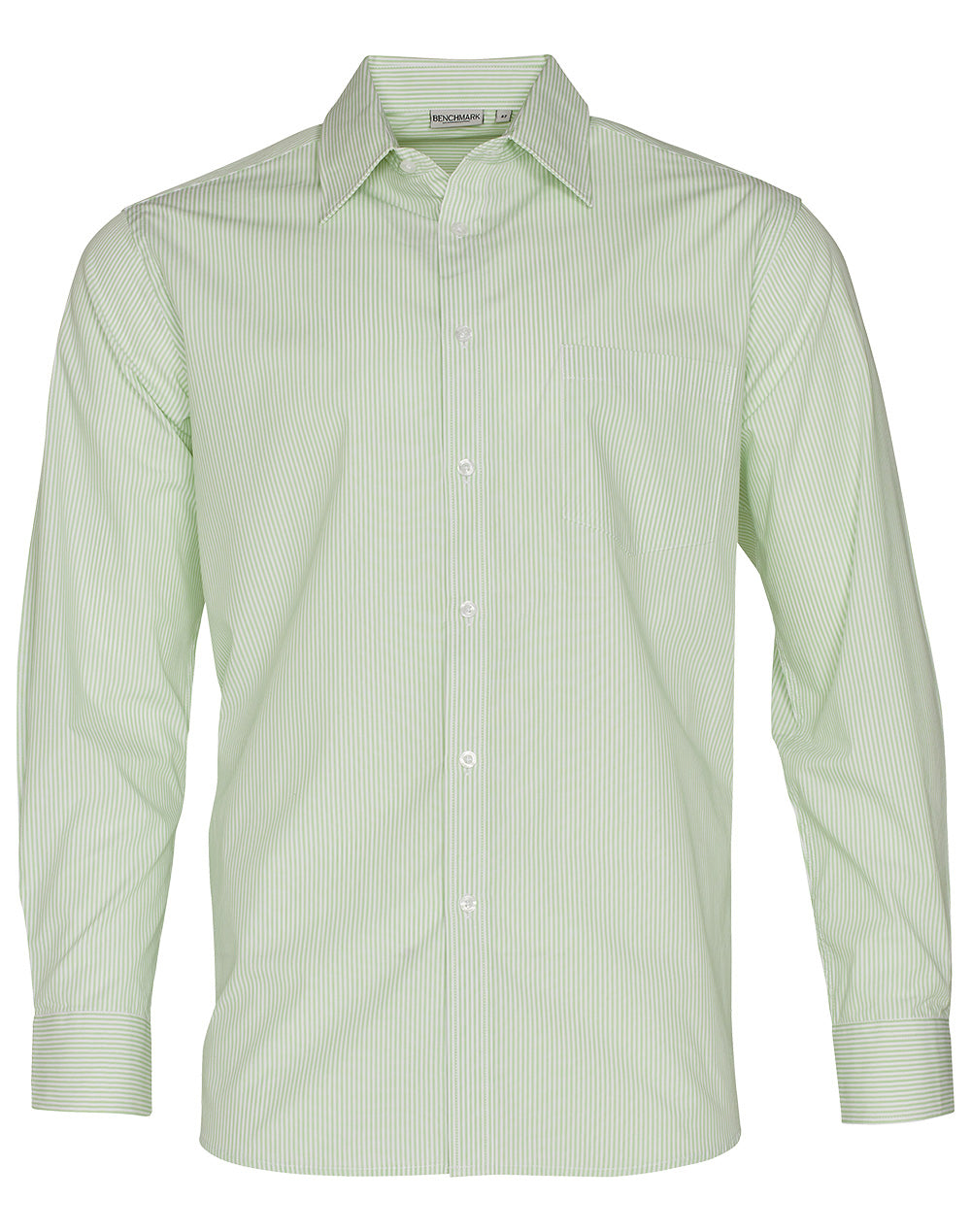 Men's Balance Stripe Long Sleeve Shirt - Mint/White - Front