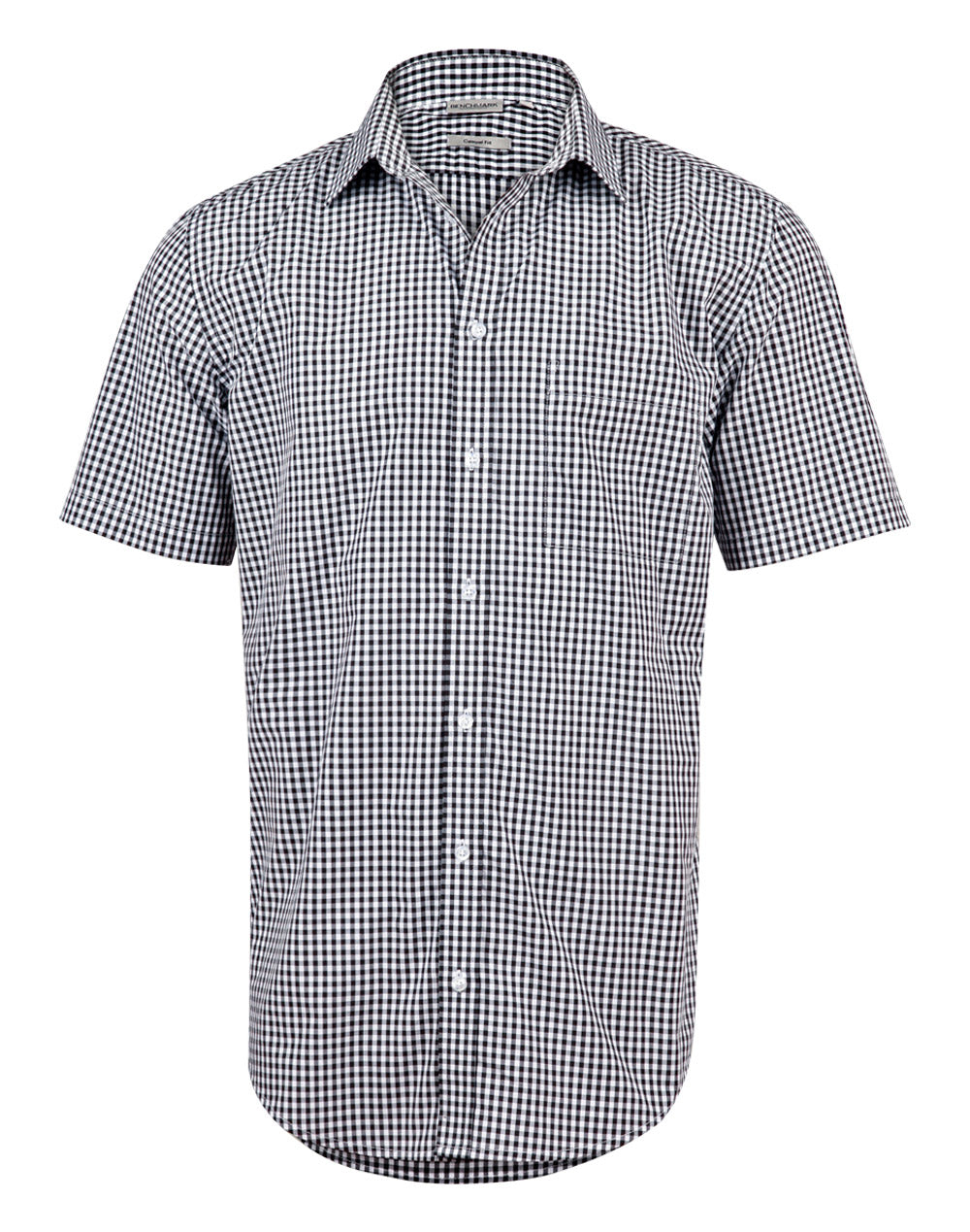 Men’s Gingham Check Short Sleeve Shirt - Black/White - Front