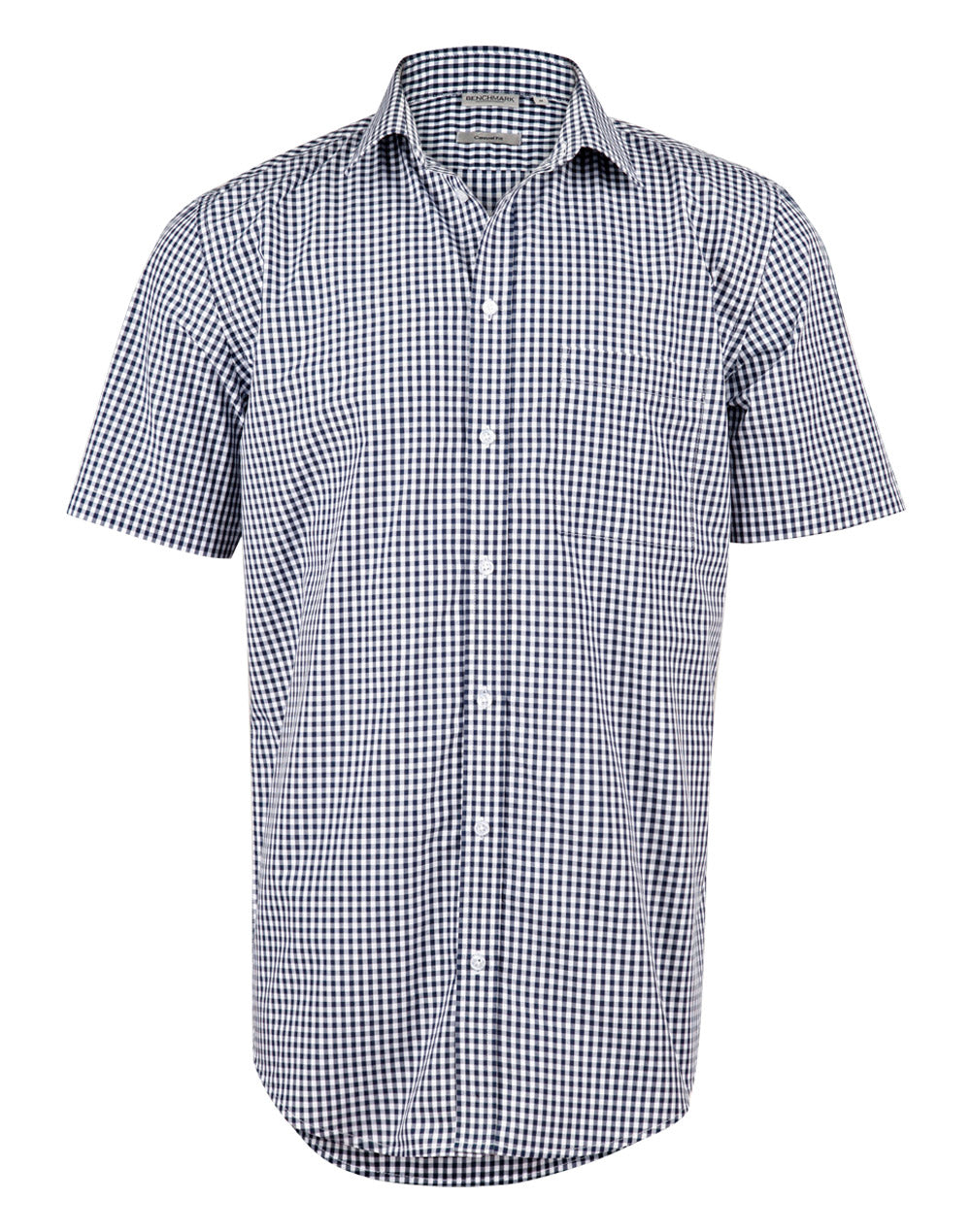 Men’s Gingham Check Short Sleeve Shirt - Navy/White - Front