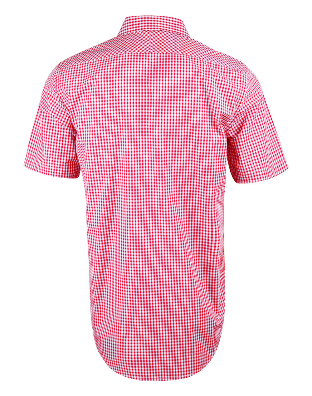 Men’s Gingham Check Short Sleeve Shirt - Red/White - Back