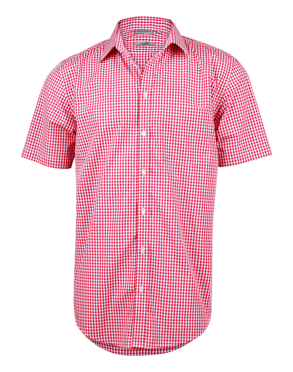 Men’s Gingham Check Short Sleeve Shirt - Red/White - Front