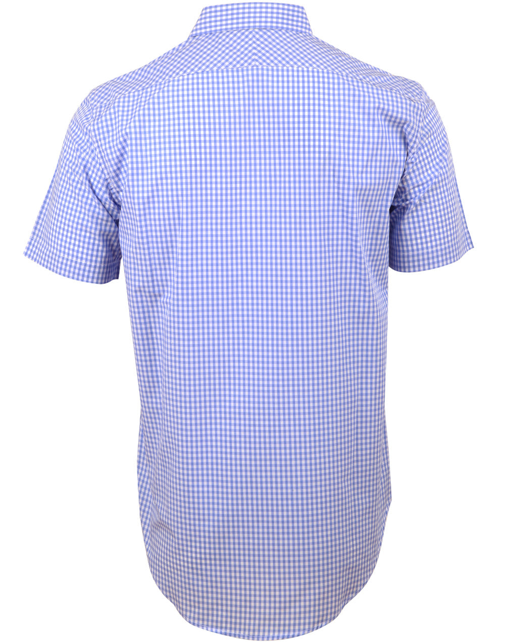 Men’s Gingham Check Short Sleeve Shirt - Skyblue/White - Back