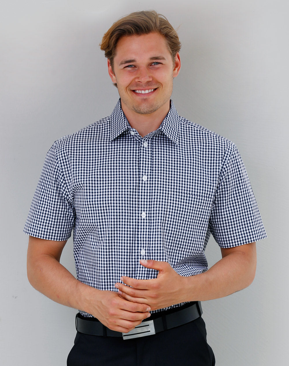 Men’s Gingham Check Short Sleeve Shirt - view