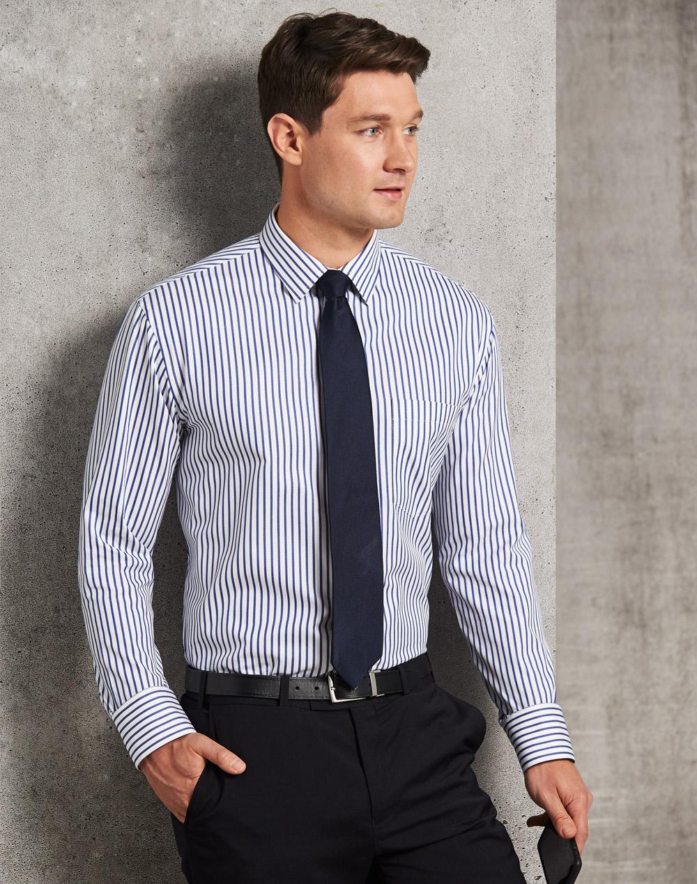 Men's Executive Sateen Stripe Long Sleeve Shirt