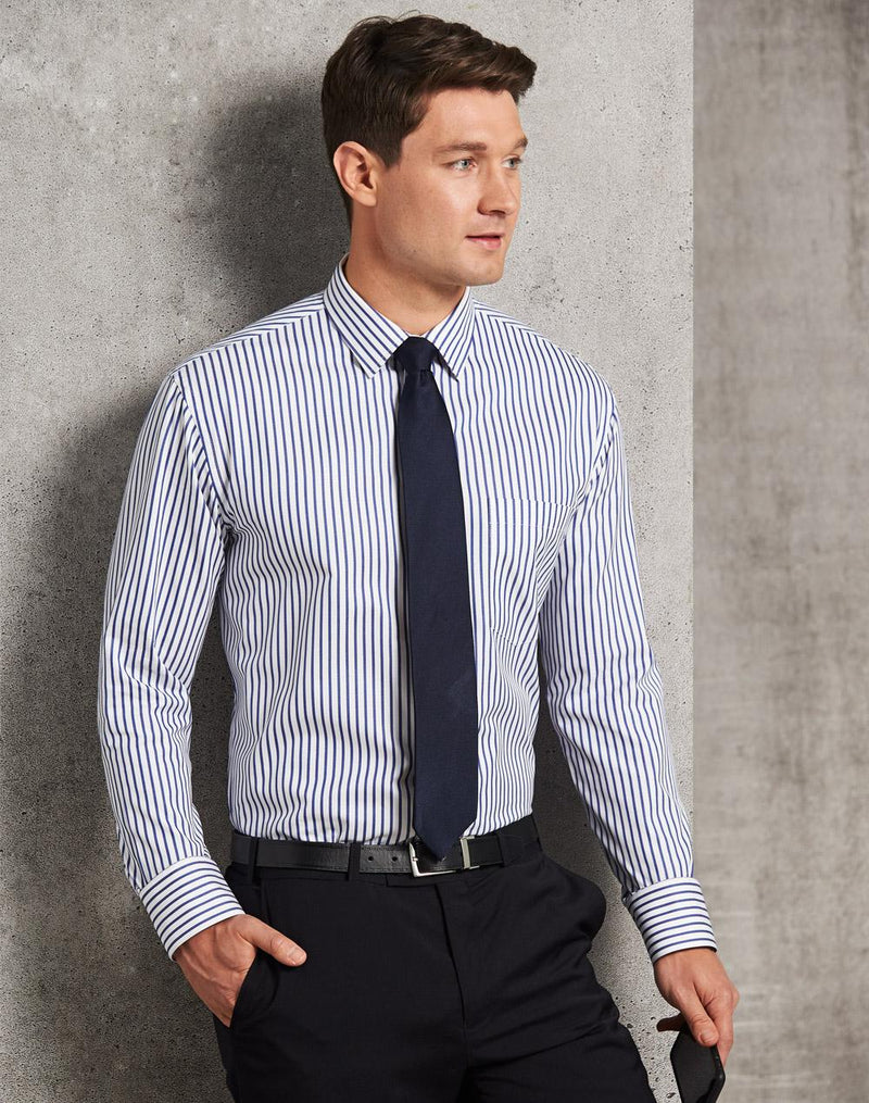 Men's Executive Sateen Stripe Long Sleeve Shirt