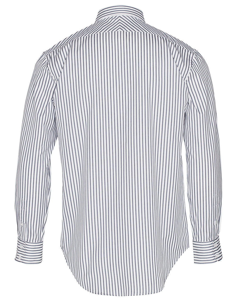 Men's Executive Sateen Stripe Long Sleeve Shirt - White/Grey - Back