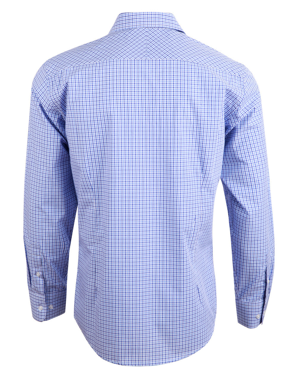 Men’s Multi-Tone Check Long Sleeve Shirt - Navy/White/Skyblue - Back