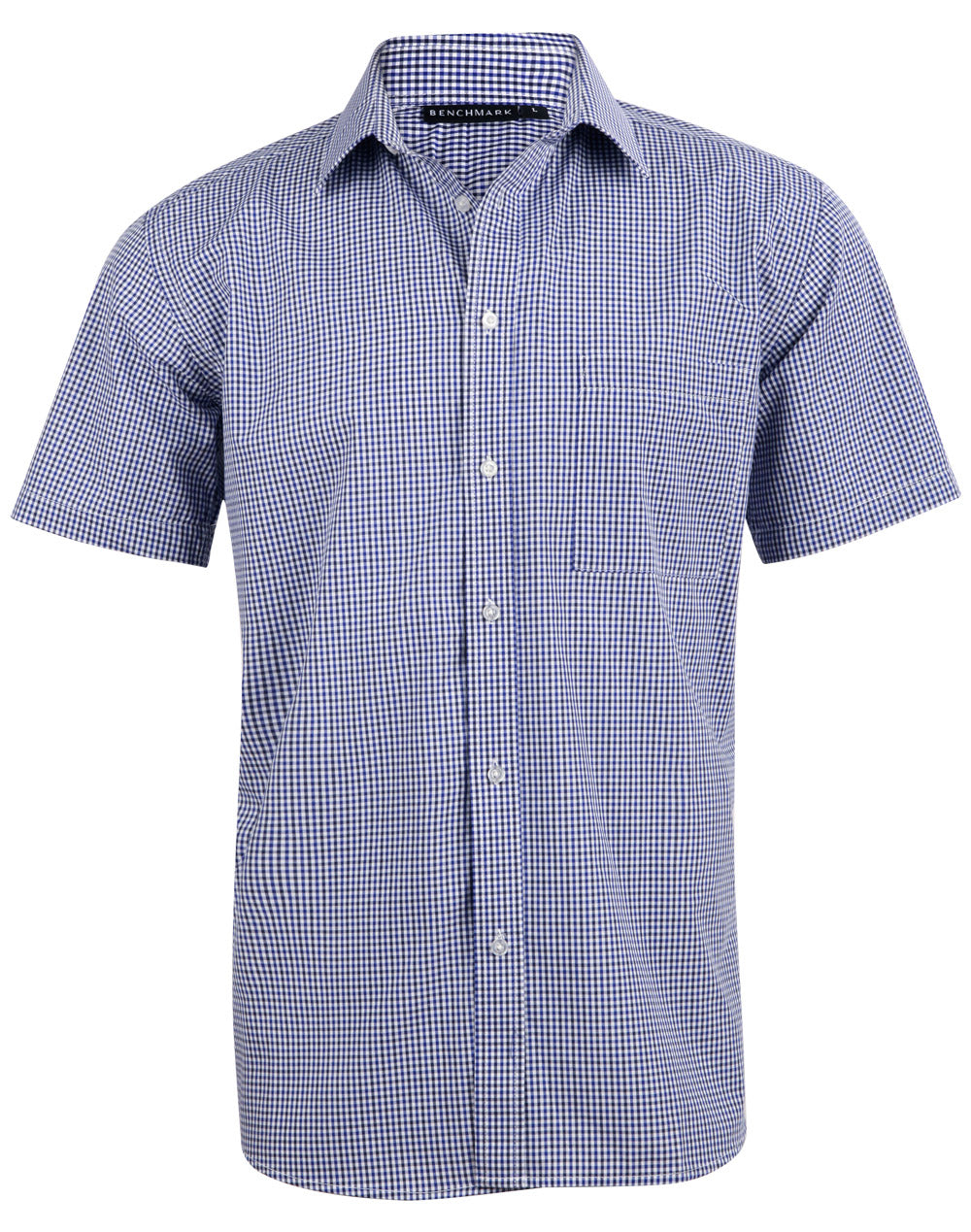Men’s Multi-Tone Check Short Sleeve Shirt - Black/White/Navy - Front