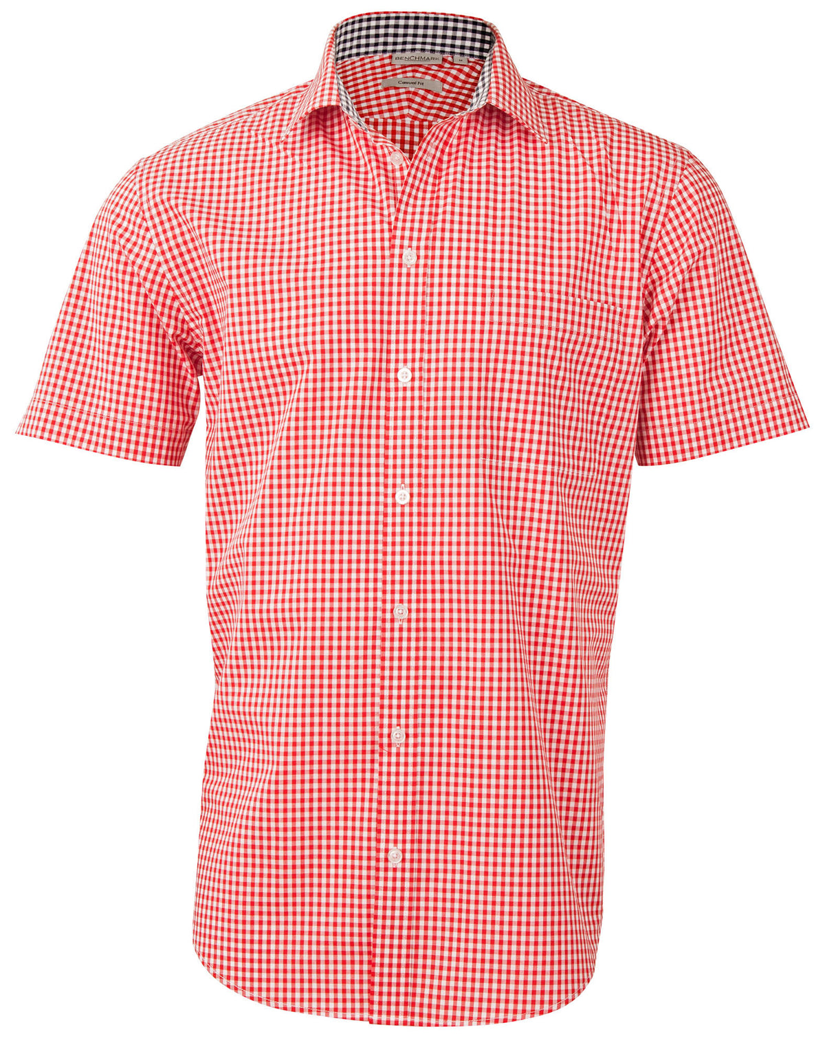 Men’s Gingham Check Short Sleeve Shirt - Red/White - Front