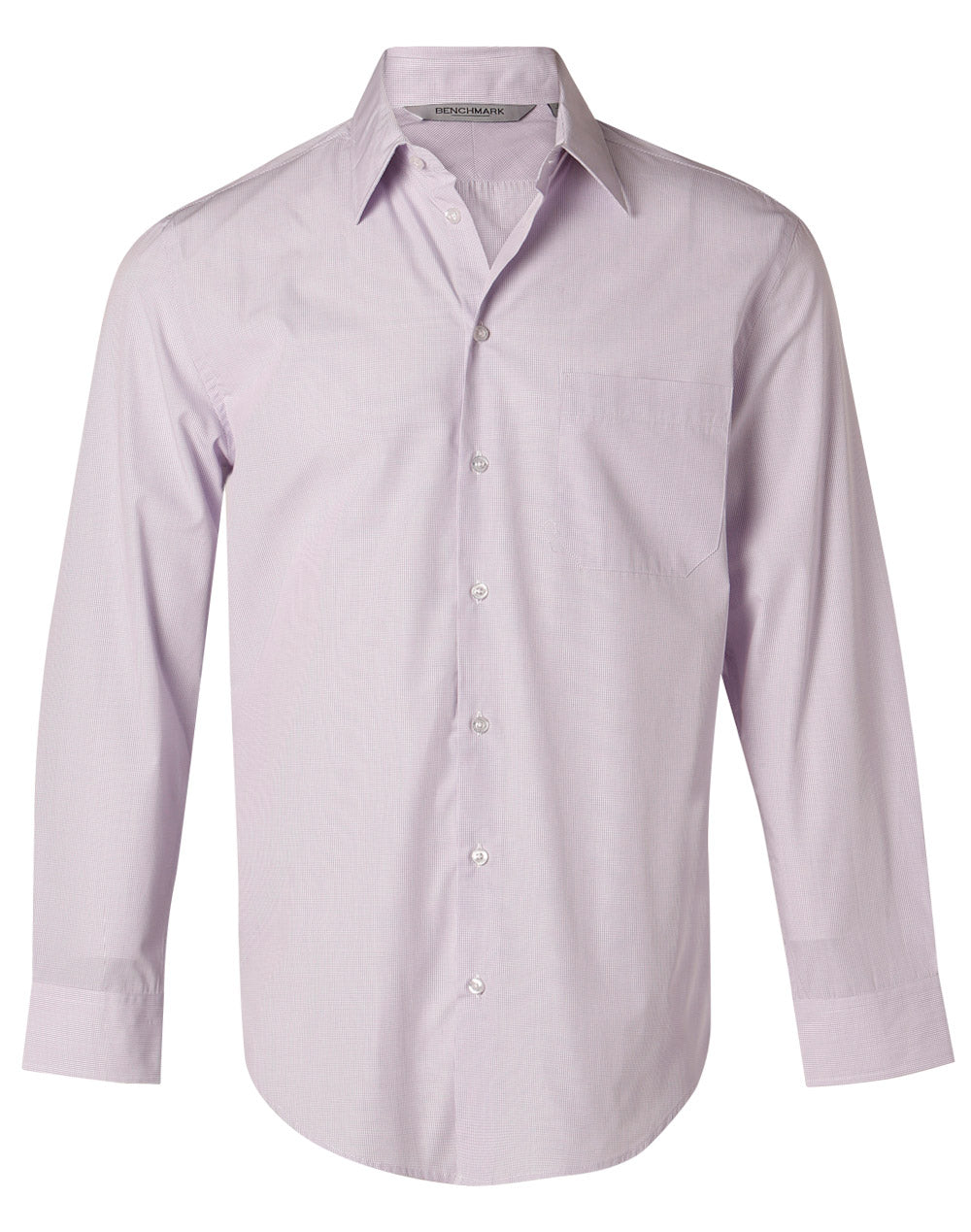 Men's Mini Check Long Sleeve Shirt - Lilac - Front
