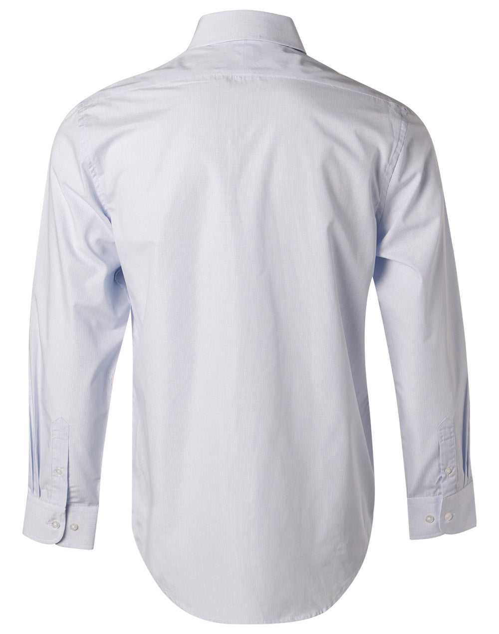 Men's Mini Check Long Sleeve Shirt - Pale Blue - Back