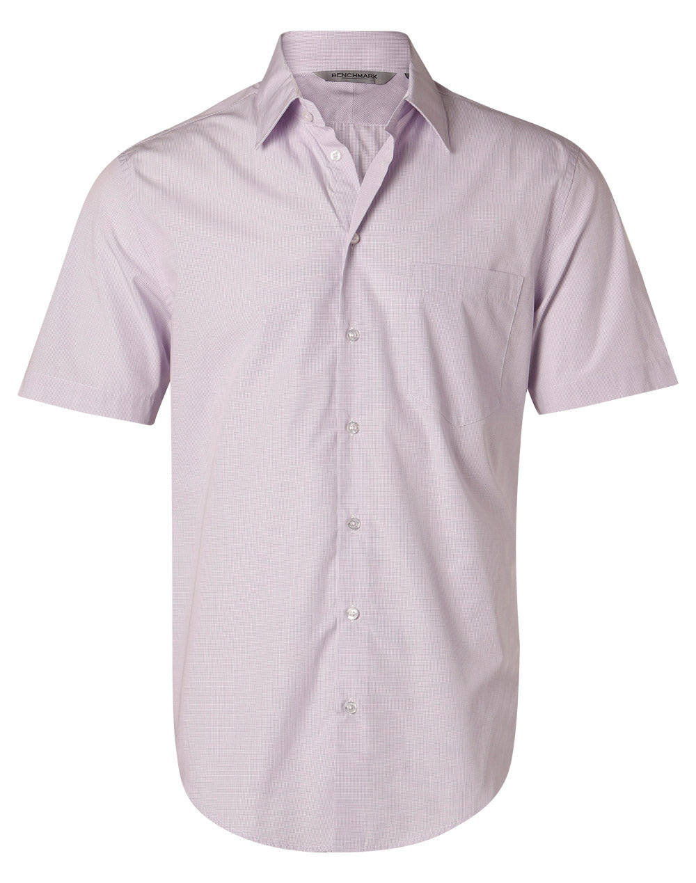 Men's Mini Check Short Sleeve Shirt - Lilac - Front