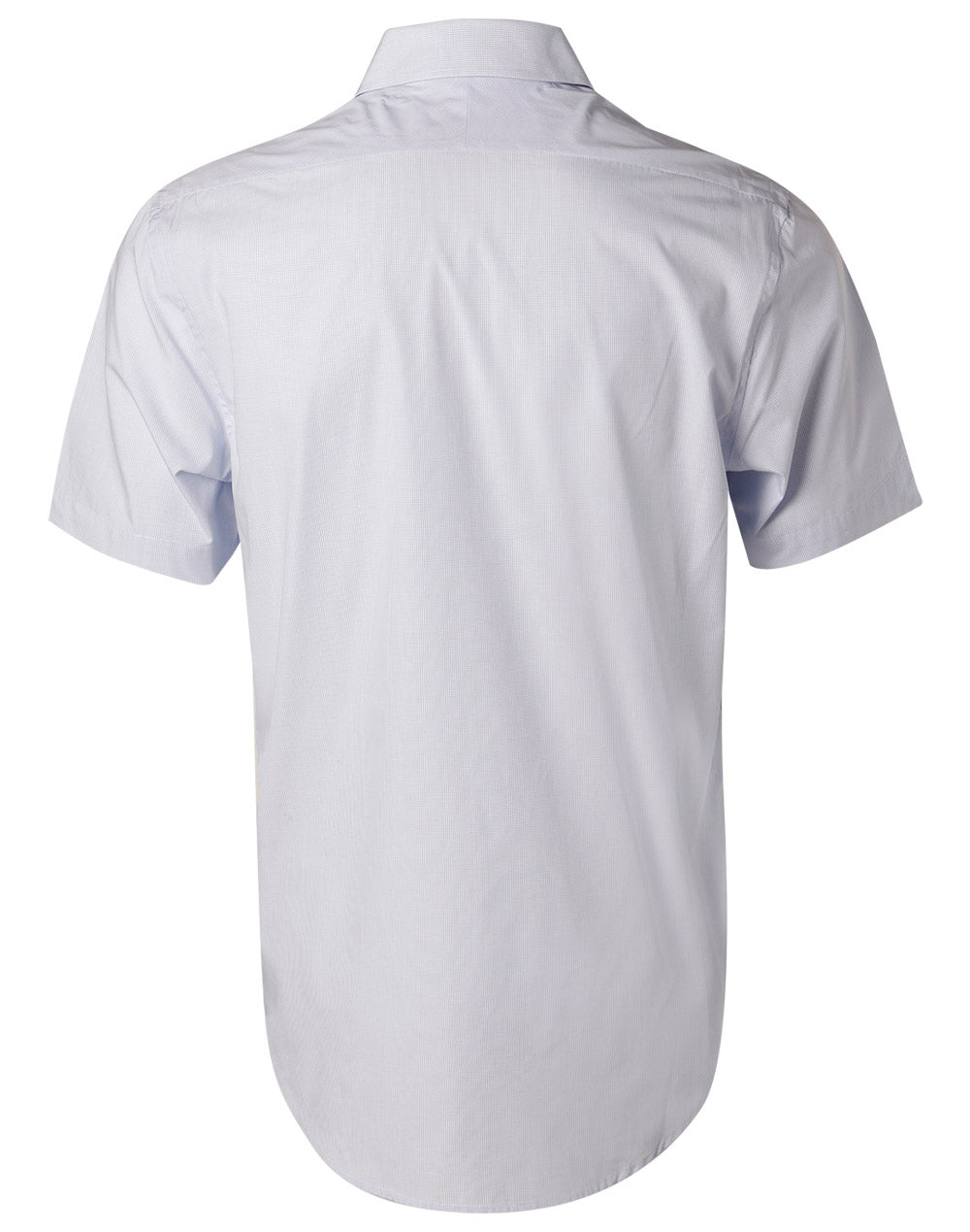 Men's Mini Check Short Sleeve Shirt - Pale Blue - Back