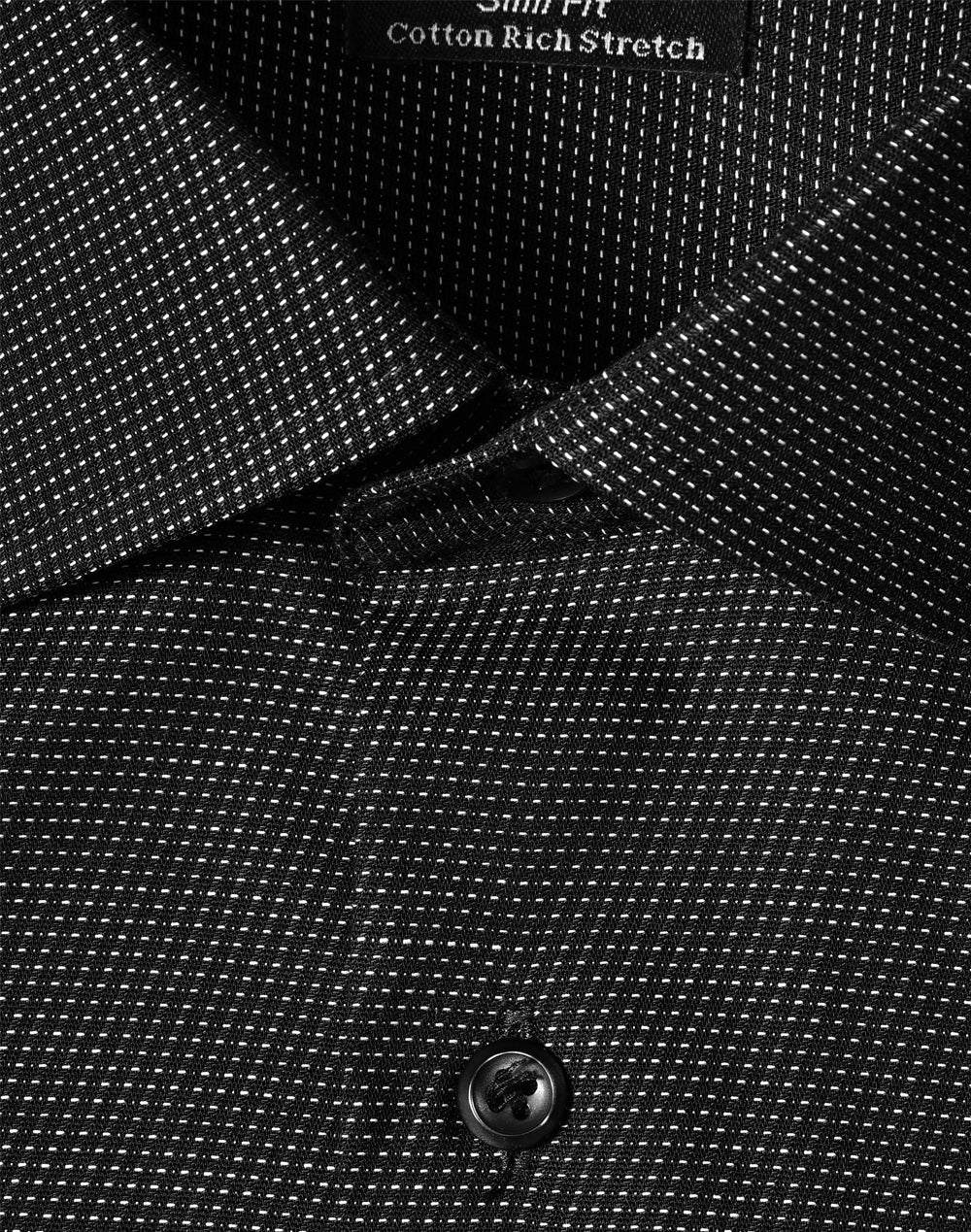 Ascot Mens Long Sleeve Dot Jacquard Stretch Shirt - Black - View