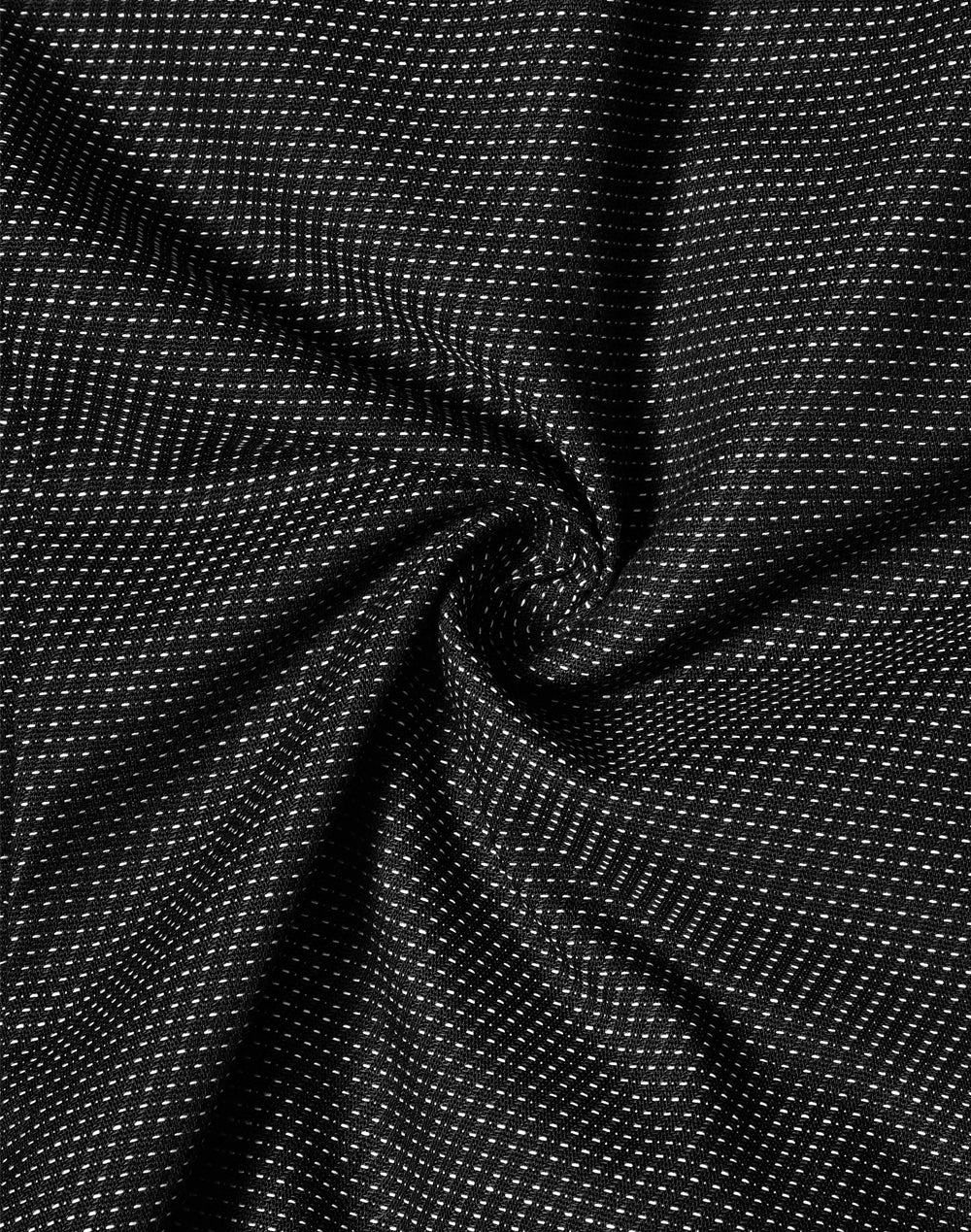 Ascot Mens Long Sleeve Dot Jacquard Stretch Shirt - Black - Fabric