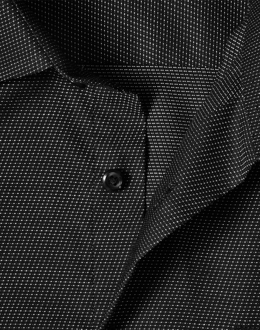 Ascot Mens Long Sleeve Dot Jacquard Stretch Shirt - Black - View