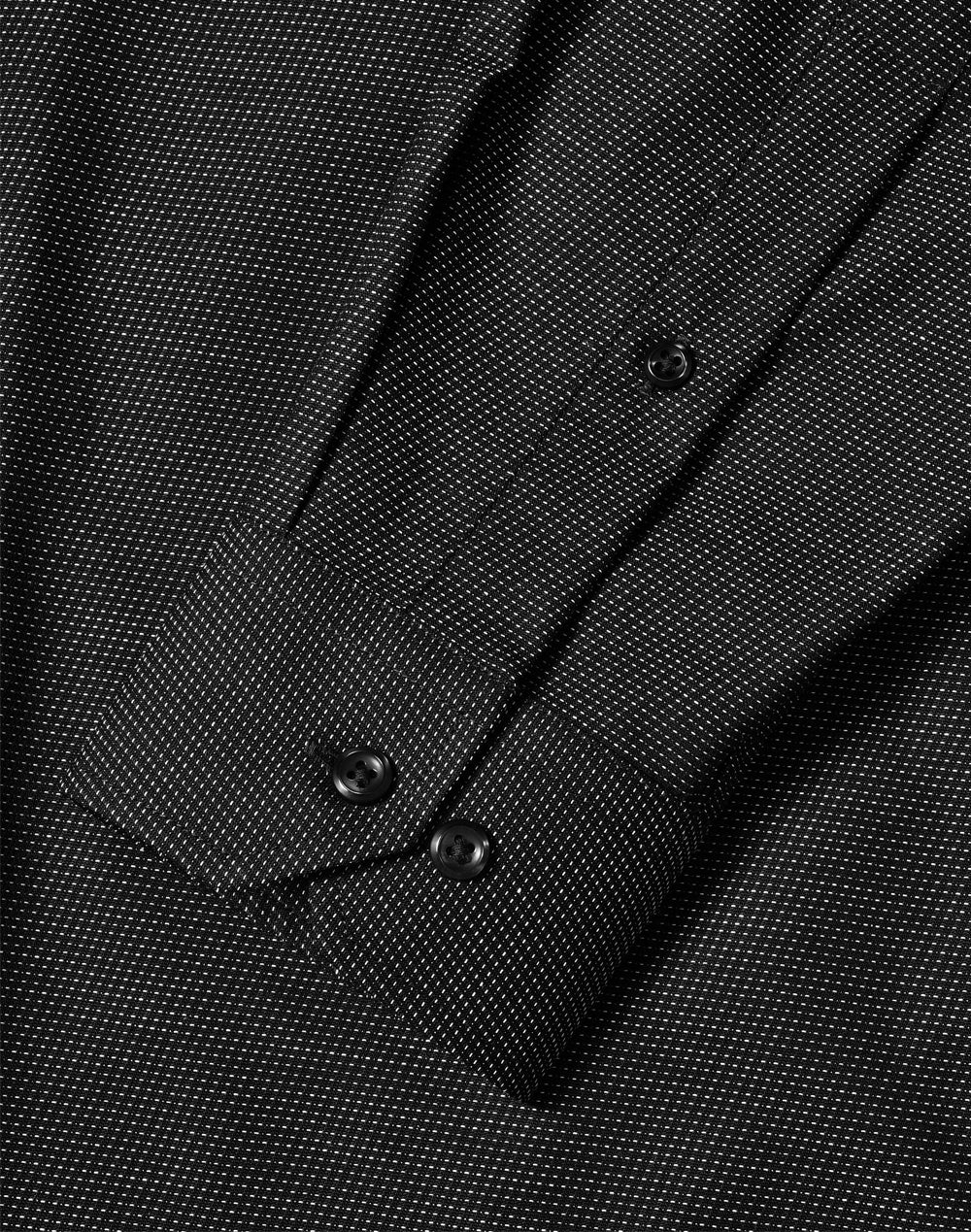 Ascot Mens Long Sleeve Dot Jacquard Stretch Shirt - Black - View