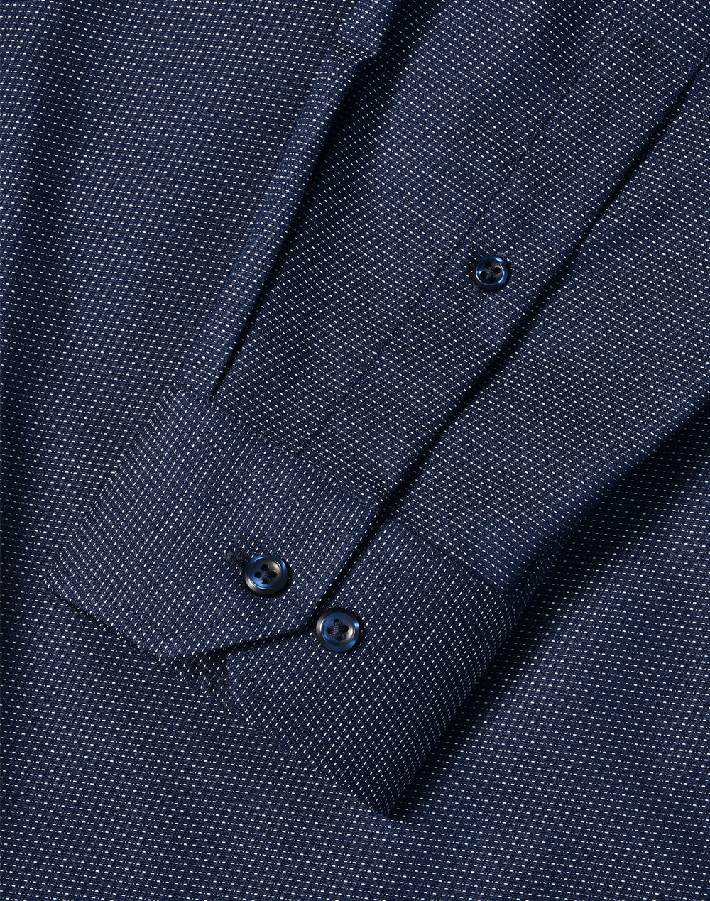Ascot Mens Long Sleeve Dot Jacquard Stretch Shirt - Navy - View