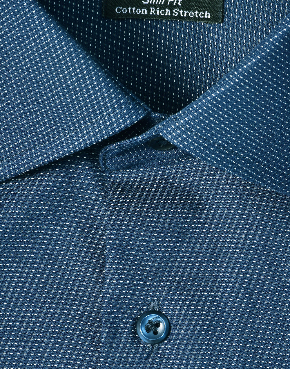 Ascot Mens Long Sleeve Dot Jacquard Stretch Shirt - Ocean Blue - View