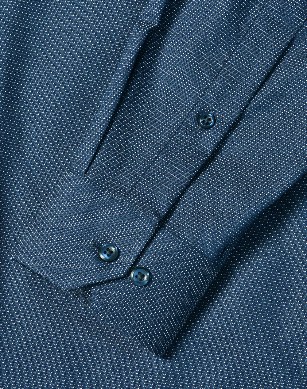 Ascot Mens Long Sleeve Dot Jacquard Stretch Shirt - Ocean Blue - View