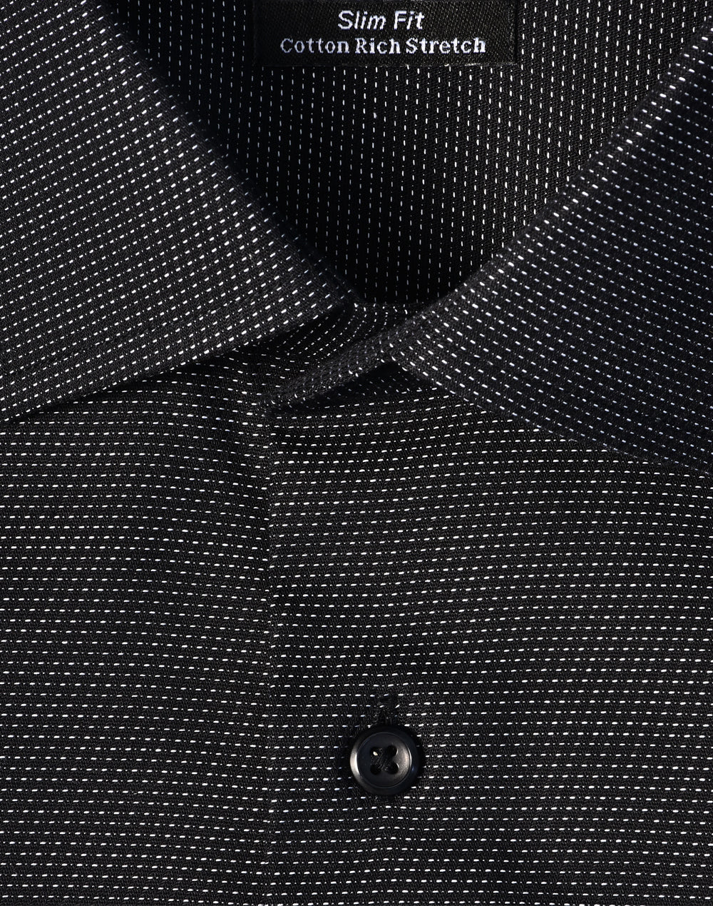 Ascot Mens Short Sleeve Dot Jacquard Stretch Shirt - Black - View