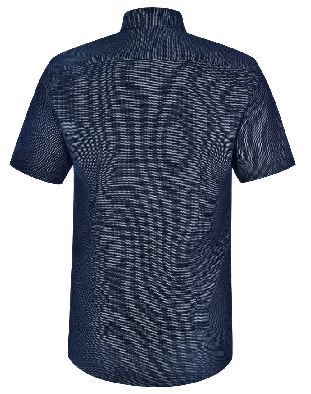 Ascot Mens Short Sleeve Dot Jacquard Stretch Shirt - Navy - Back