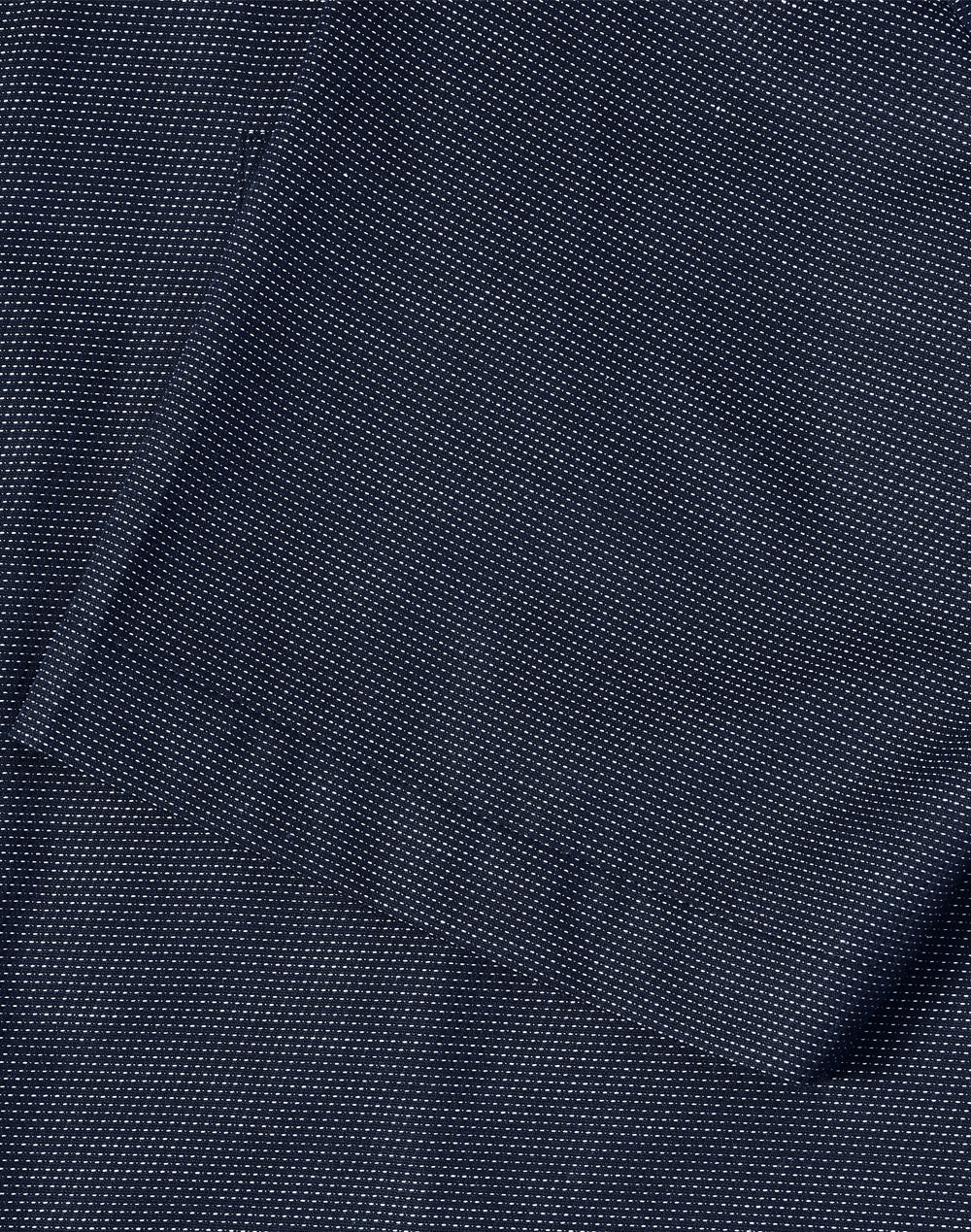 Ascot Mens Short Sleeve Dot Jacquard Stretch Shirt - Navy - View