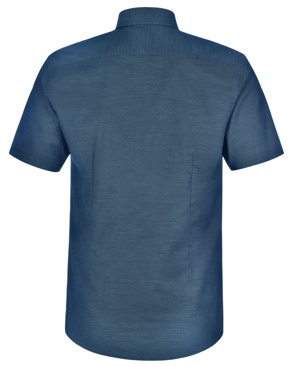 Ascot Mens Short Sleeve Dot Jacquard Stretch Shirt - Ocean Blue - Back