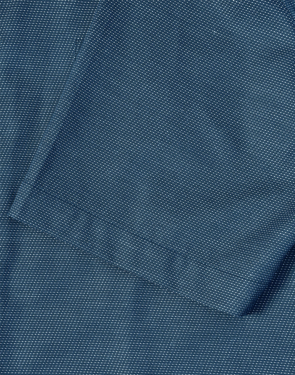 Ascot Mens Short Sleeve Dot Jacquard Stretch Shirt - Ocean Blue - View