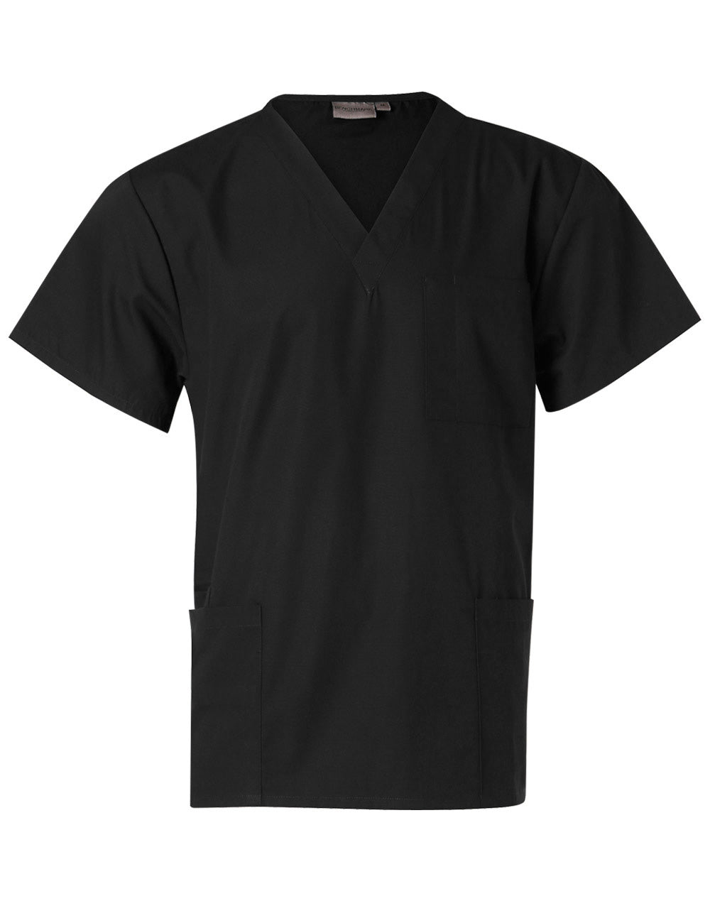 Unisex Scrub Top - Black - Front