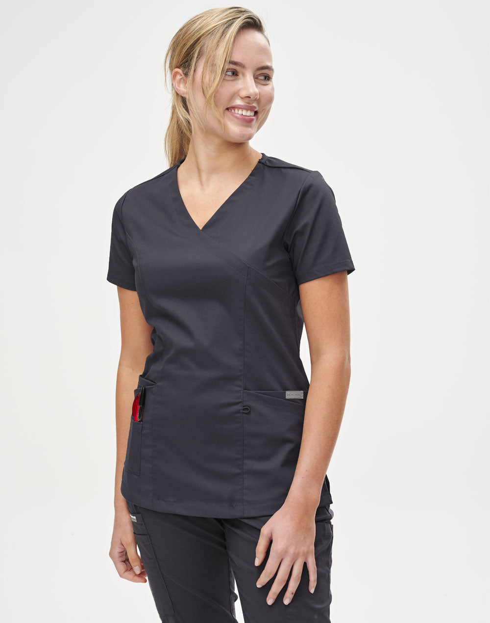 Ladies Scrub Top - Charcoal - View