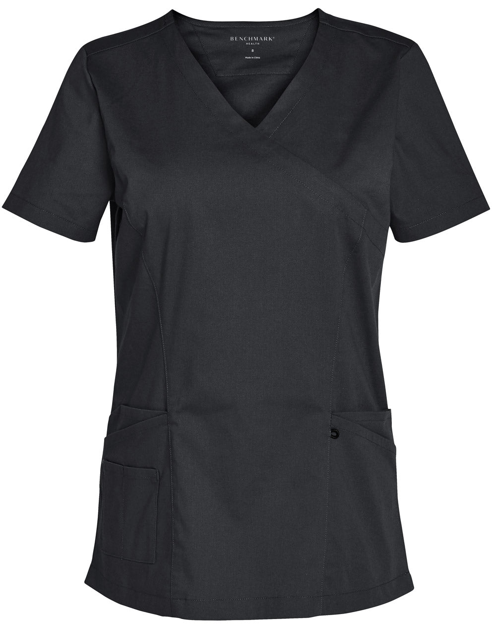 Ladies Scrub Top - Charcoal - Front