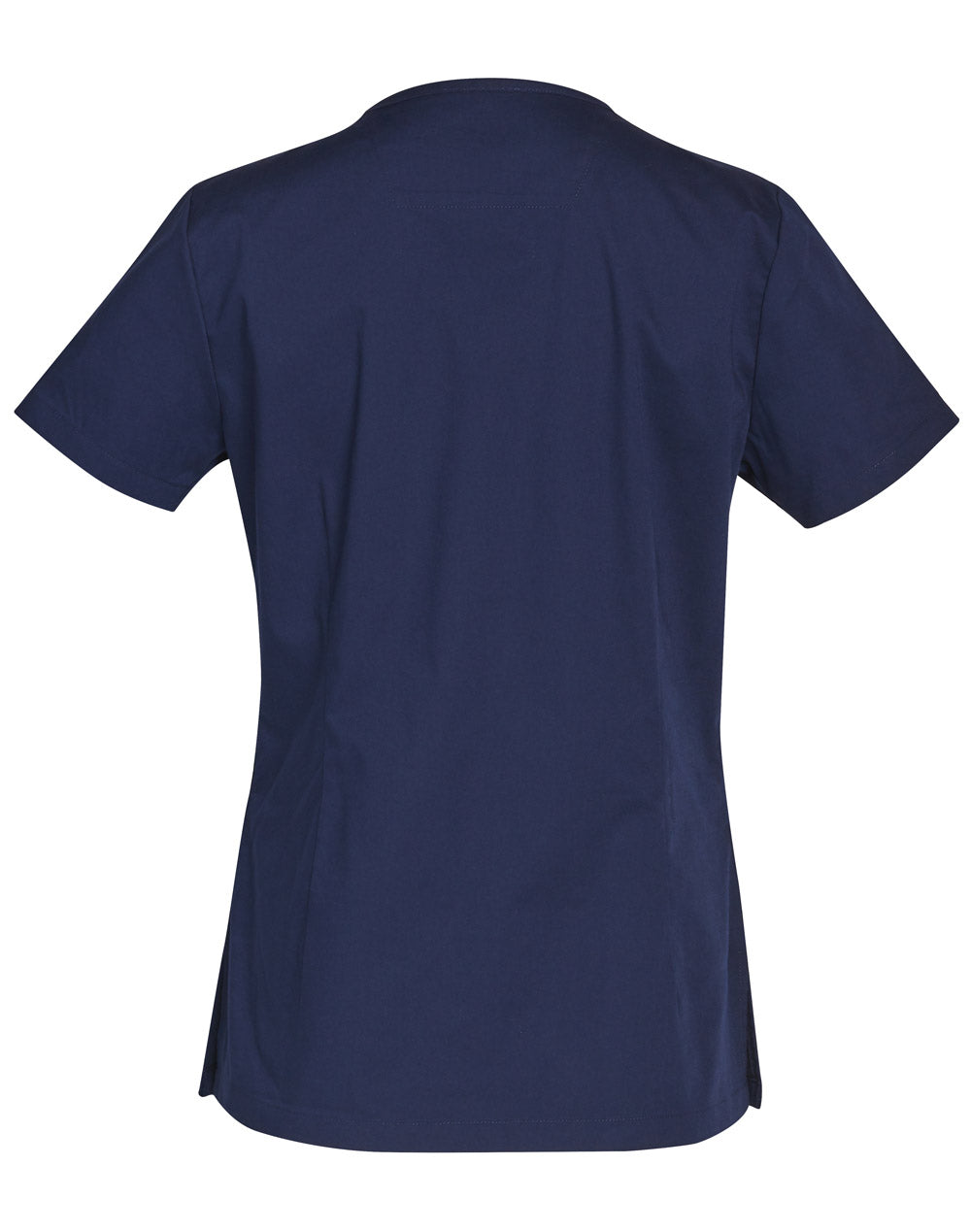 Ladies V-Neck Contrast Trim Scrub Top - Navy/Royal - Back