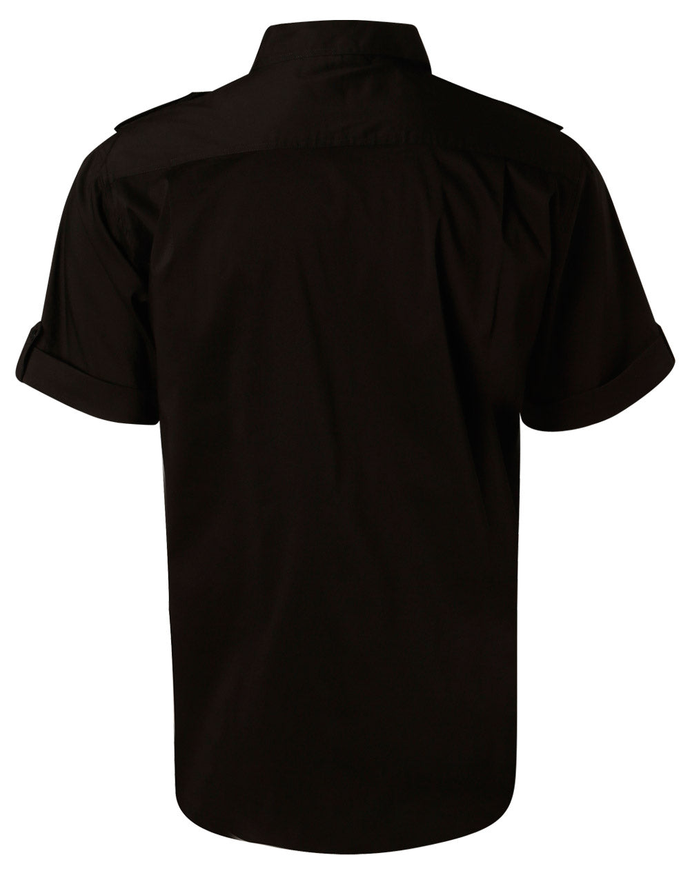 Men's Short Sleeve Military Shirt - Black - Back