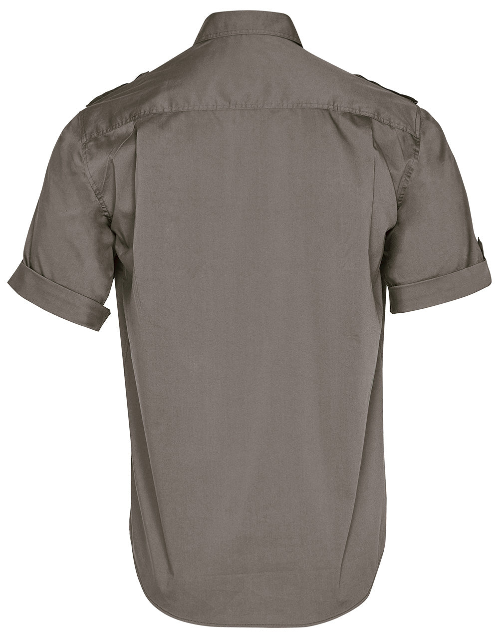 Men's Short Sleeve Military Shirt - Khaki - Back