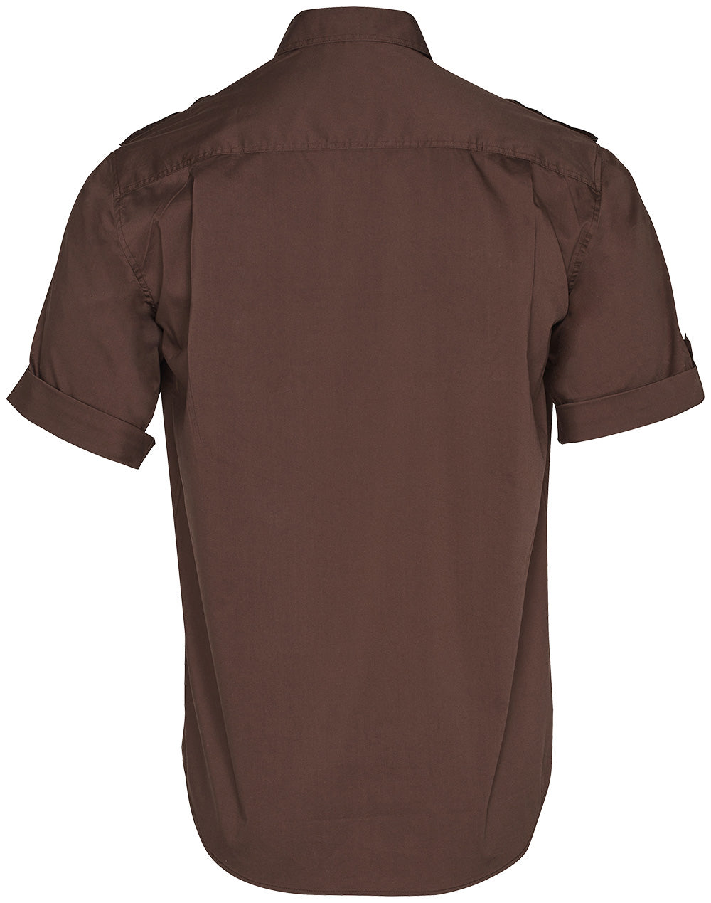 Men's Short Sleeve Military Shirt - Mocha - Back