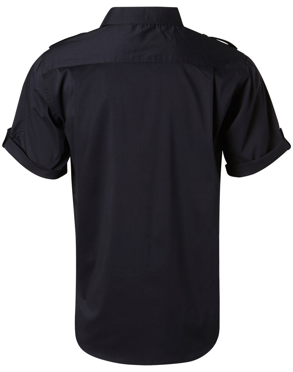 Men's Short Sleeve Military Shirt - Navy - Back