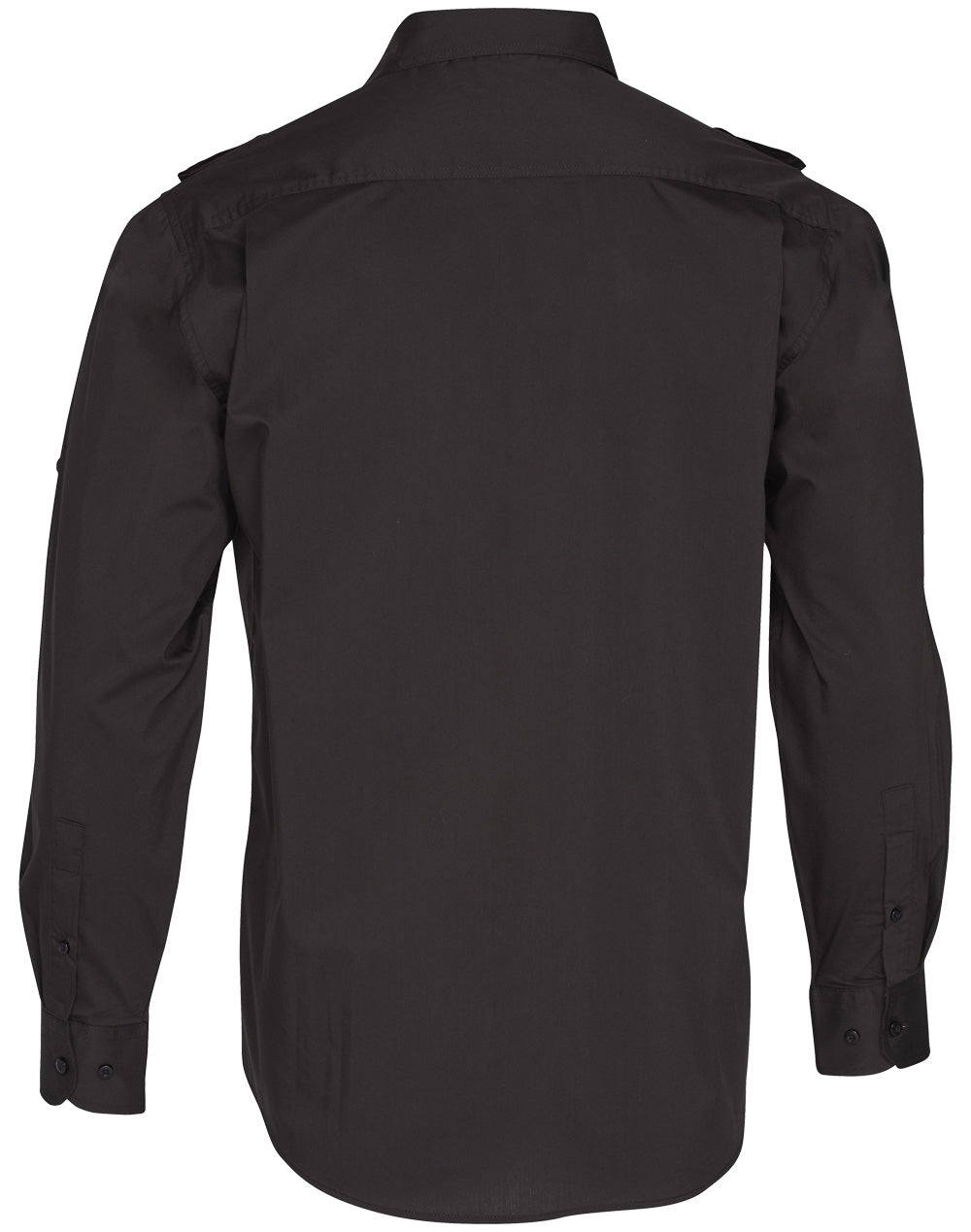 Men's Long Sleeve Military Shirt - Black - Back