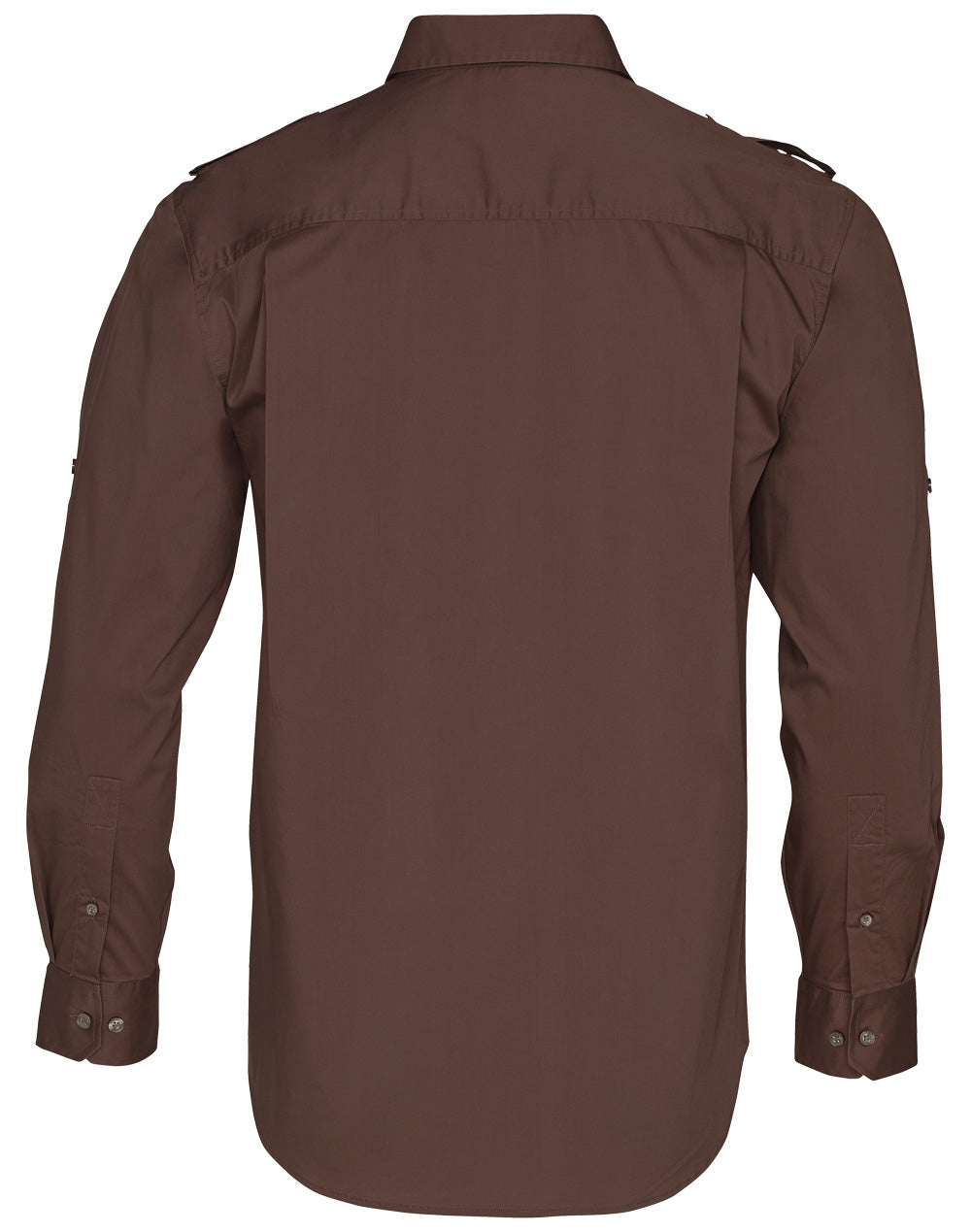 Men's Long Sleeve Military Shirt - Mocha - Back