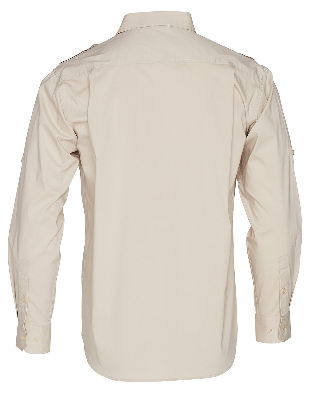 Men's Long Sleeve Military Shirt - Sand - Back