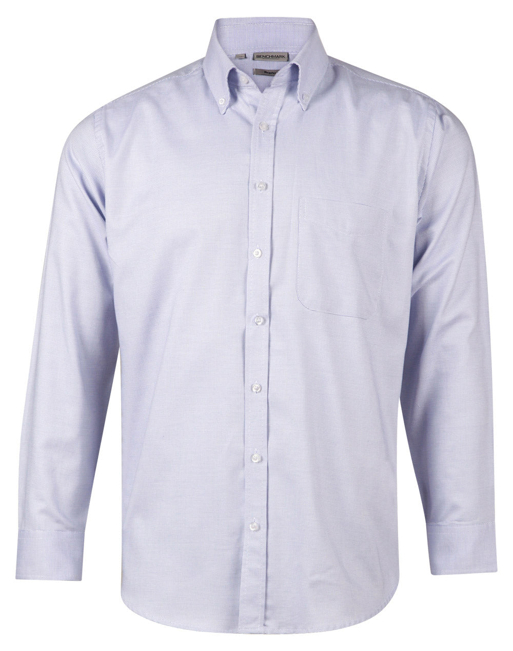 Men's Dot Contrast Long Sleeve Shirt - White/Blue Dot - Front