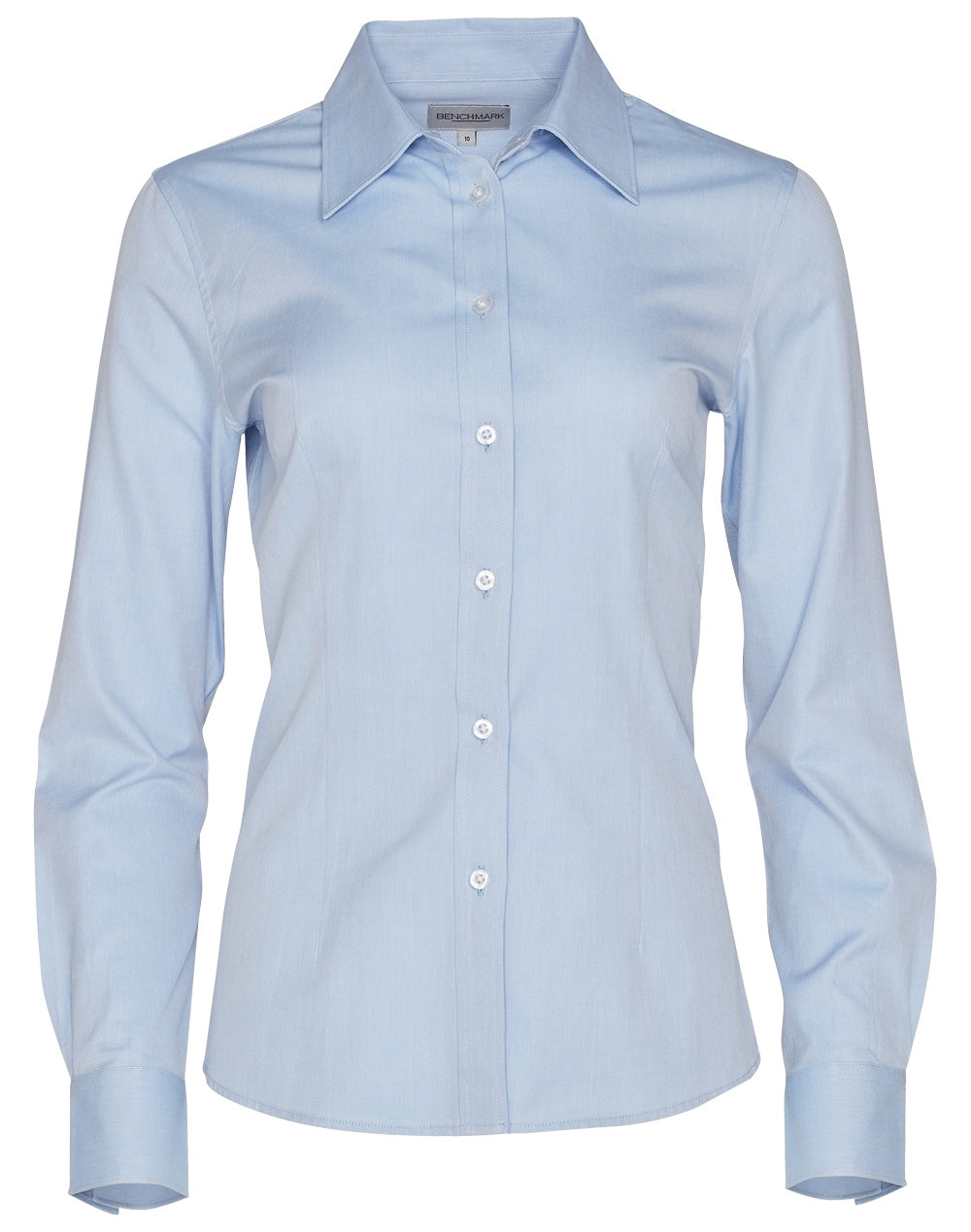 , Women's Pinpoint Oxford Long Sleeve Shirt - Blue - Front