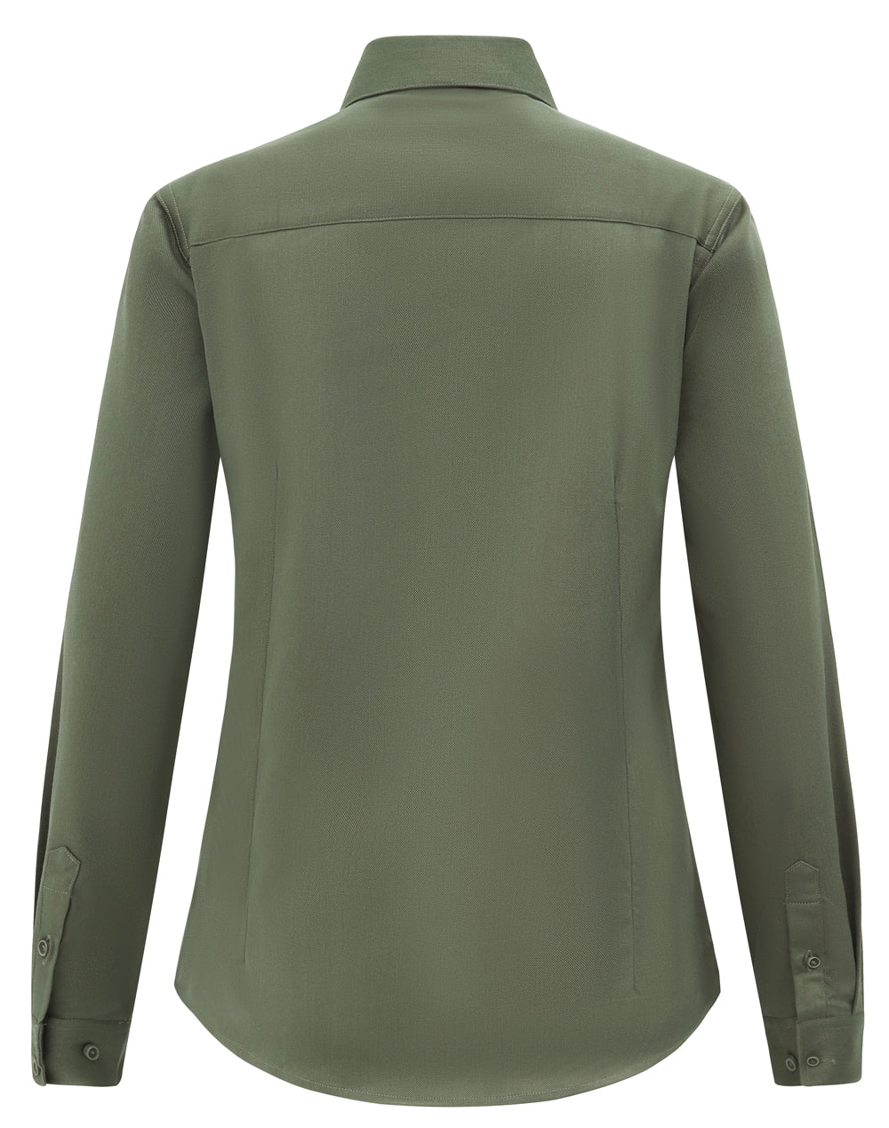 Womens Smart Casual Cotton Blend L/S Shirt - Army Green - Back